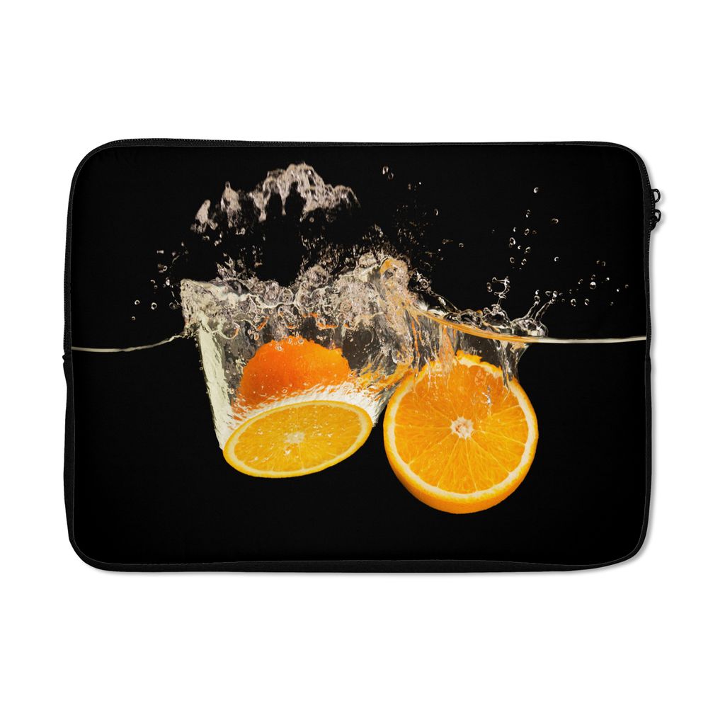 MuchoWow Laptop Hülle 13 Zoll Orange - Stillleben - Wasser - Schwarz - Obst Laptoptasche - Laptophülle - Sleeve - Rundumschutz