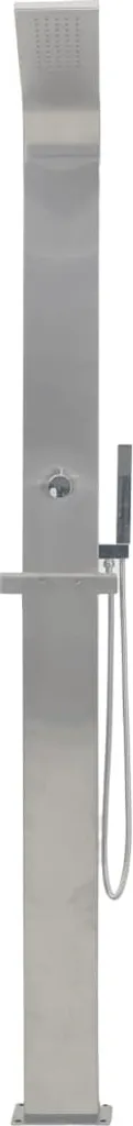 Douche de jardin inoxydable avec design courbe - Finition brossée durable