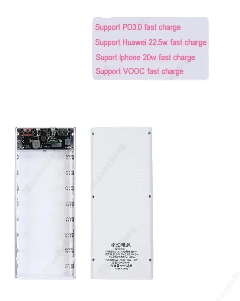 Rangement pour 8 piles idéal pour Bureau et Voyage, Écran LCD et Port PD