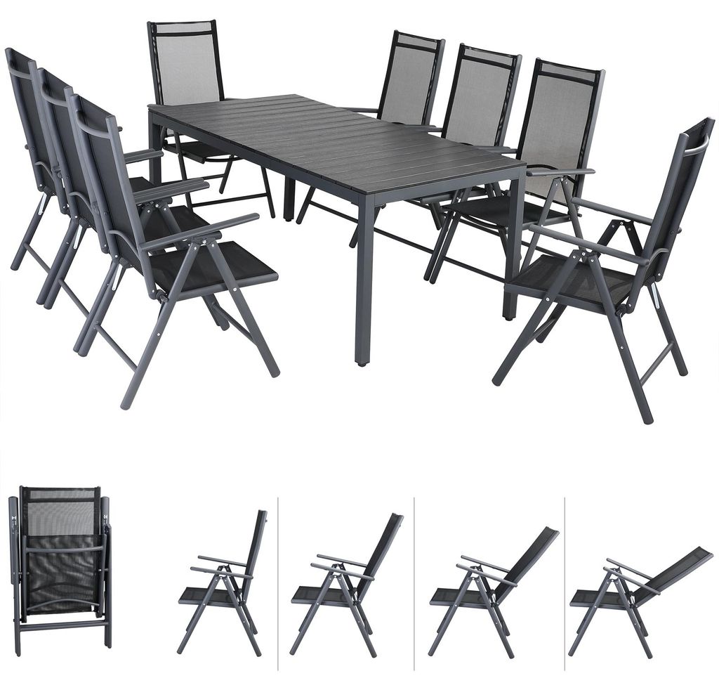 Salon de jardin aluminium Bern 8+1 anthracite table Image du produit 