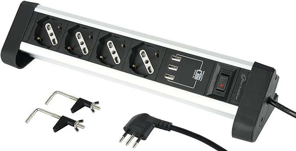 Bloc multiprise 2 prises et double chargeur USB pour table de nuit