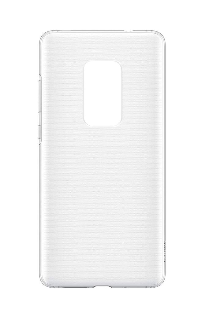 A transparent phone case is shown against a white background.