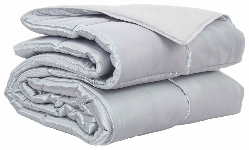 vidaXL Ganzjahresbettdecke Silber 200 x 200 cm Satin und Mikrofaser