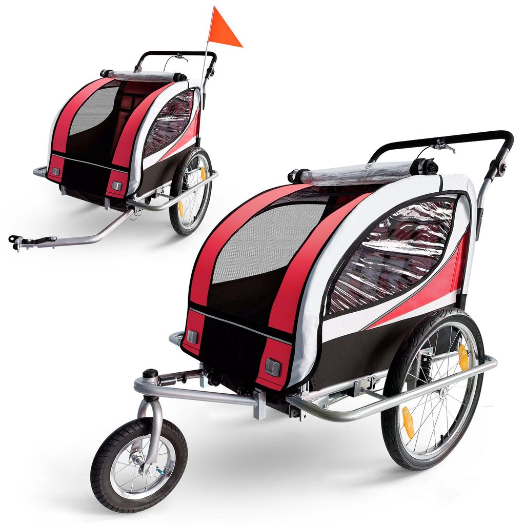 SAMAX 360° drehbarer Fahrradanhänger 2in1 Jogger - in Rot - Produktbild 