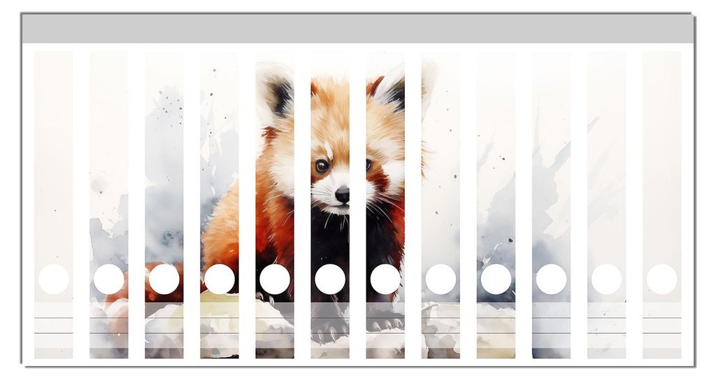 Wallario Ordnerrücken Sticker, selbstklebend für schmale Ordner, 12 Stück, Motiv Neugieriger Rotpanda