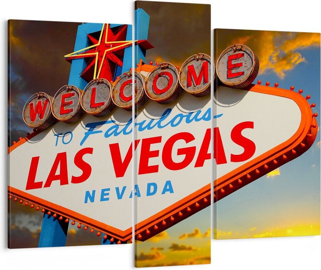 Bild auf Leinwand - Leinwandbild - Amerika bestimmungsort las vegas - 95x80cm - Wand Bild - Wanddeko - Leinwanddruck - Bilder - Kunstdruck - Wandde...