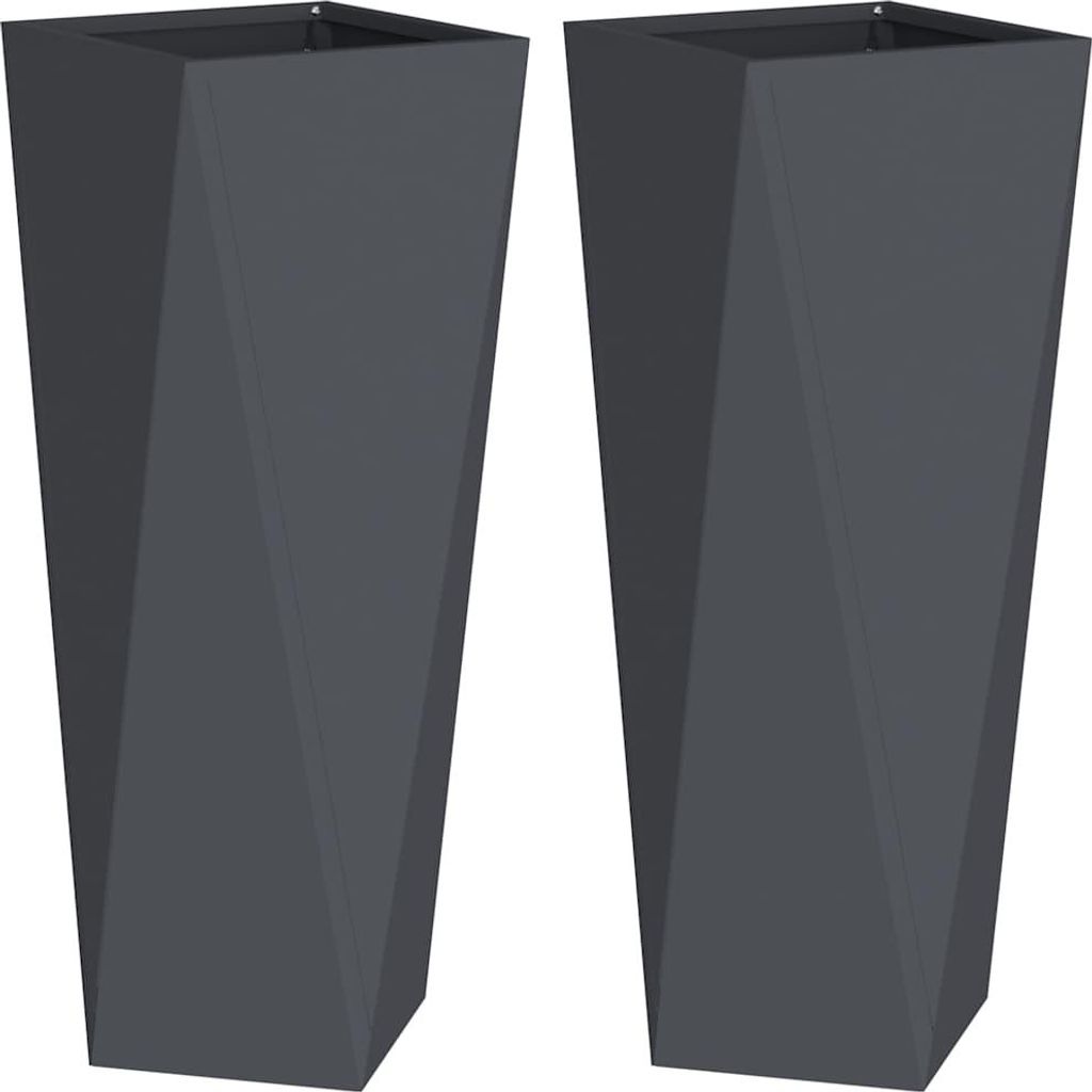 Pflanzkübel 2 pcs Anthrazit 30 x 30 x 75 cm Stahl