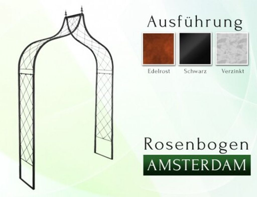 Traumhaft Massiv Rosenbogen AMSTERDAM Gesamtbreite 1,4 m Edelrost Pergola Rozenboog Rose Arch