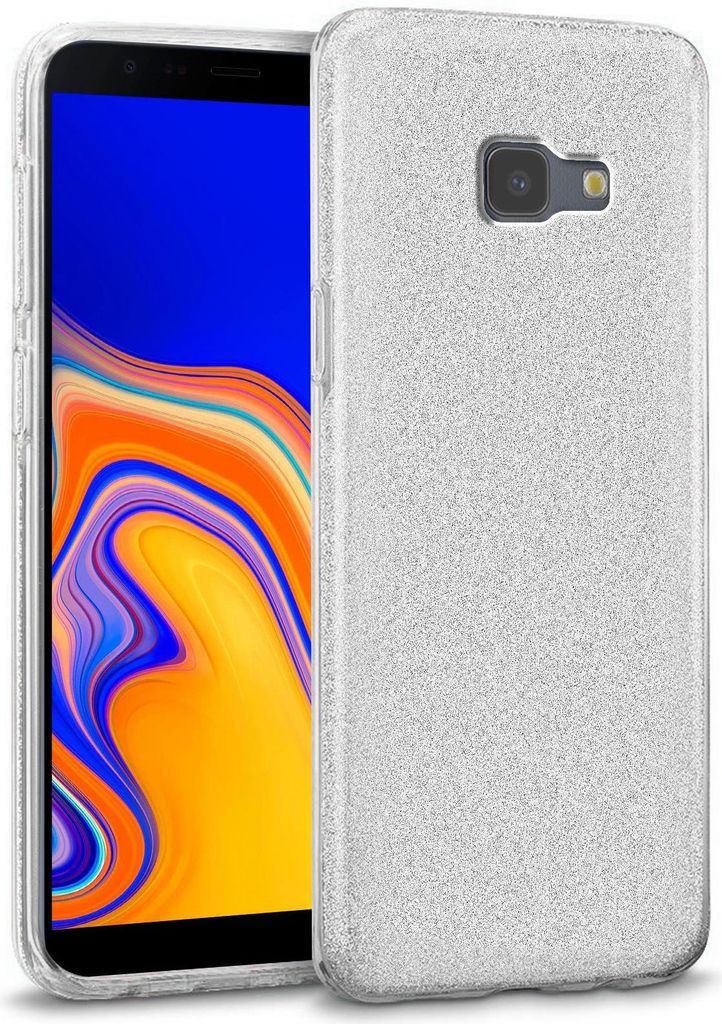 Handy Case für Samsung Galaxy J6 Plus Hülle Glitzer Cover TPU Schutzhülle, Silber