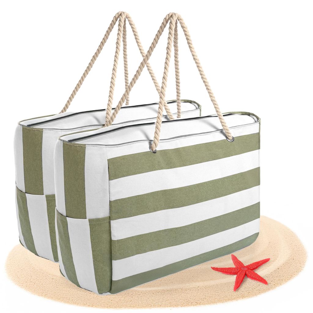 BigDean Strandtasche XXL 2 Stück große Badetasche mit Reißverschluss Schwimmbad Tasche Saunatasche Einkaufstasche Umhängetasche
