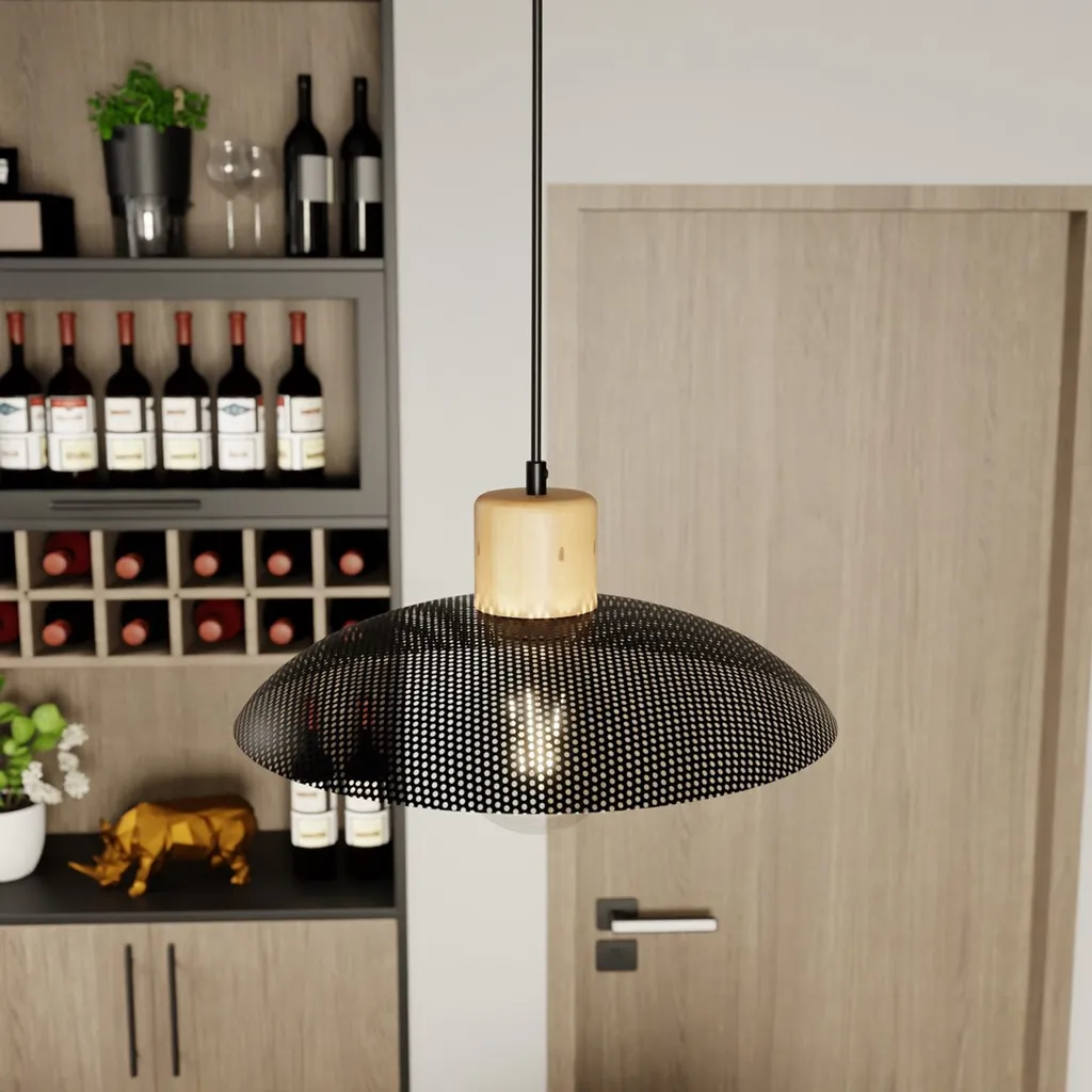 Suspension noire KOBE éclairage design pour petits espaces E27
