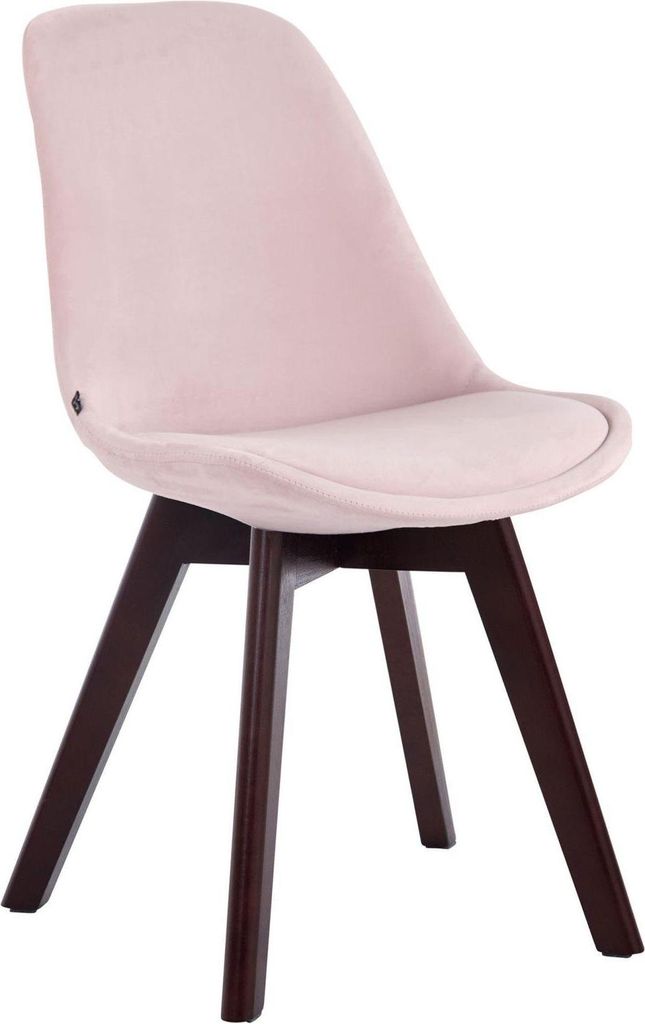 Esszimmerstuhl Besucherstuhl – Bequemer Sessel – Samt und Holz | Farbe: rosa | Grundfarbe: Walnuss