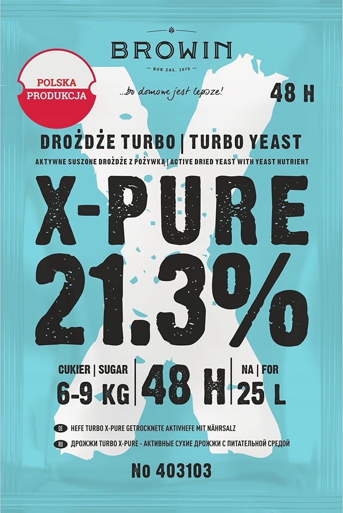 Drożdze gorzelnicze Turbo X-Pure na 25L Browin 135G Zdjęcie produktu 