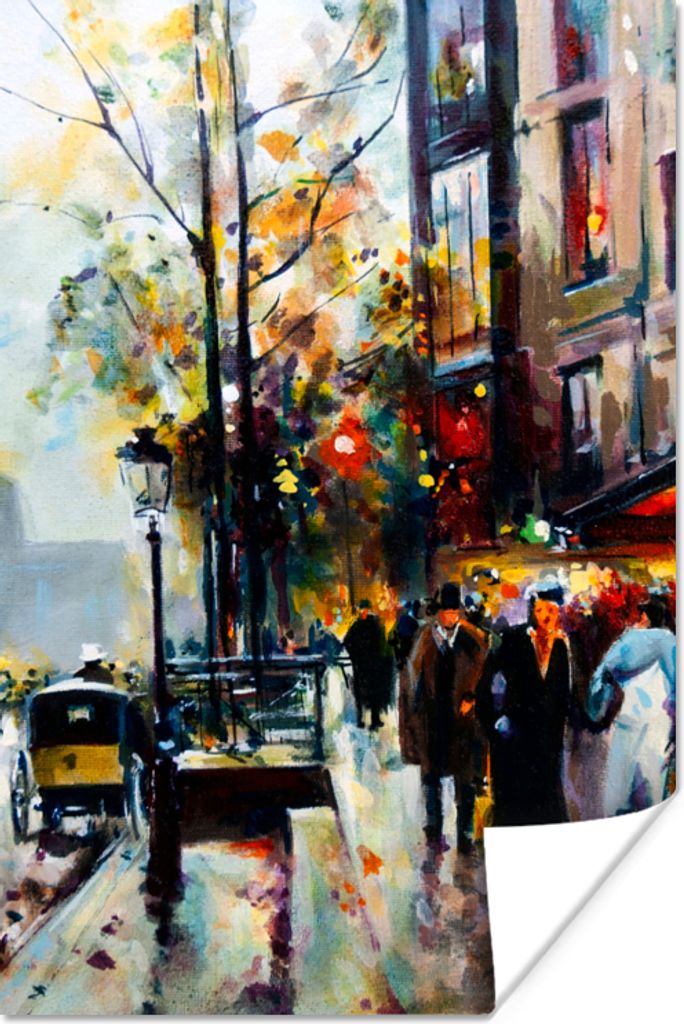 MuchoWow Poster Gemälde - Stadt - Öl 60x90 cm - Wanddekoration