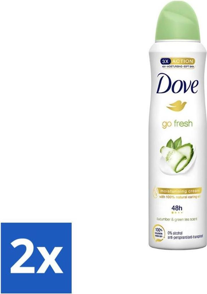 Dove - Deodorant - Go Fresh Gurke & Grüner Tee - Frischer und wohltuender Duft - 250 ml - Vorteilspack - 2 Stücke