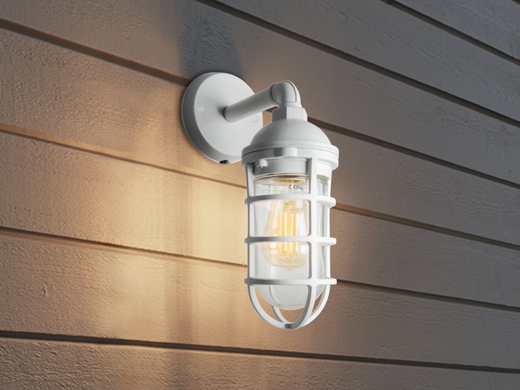 LED Außenwandleuchte Aluminium Weiß, Terrassenbeleuchtung für Hauswand Balkon