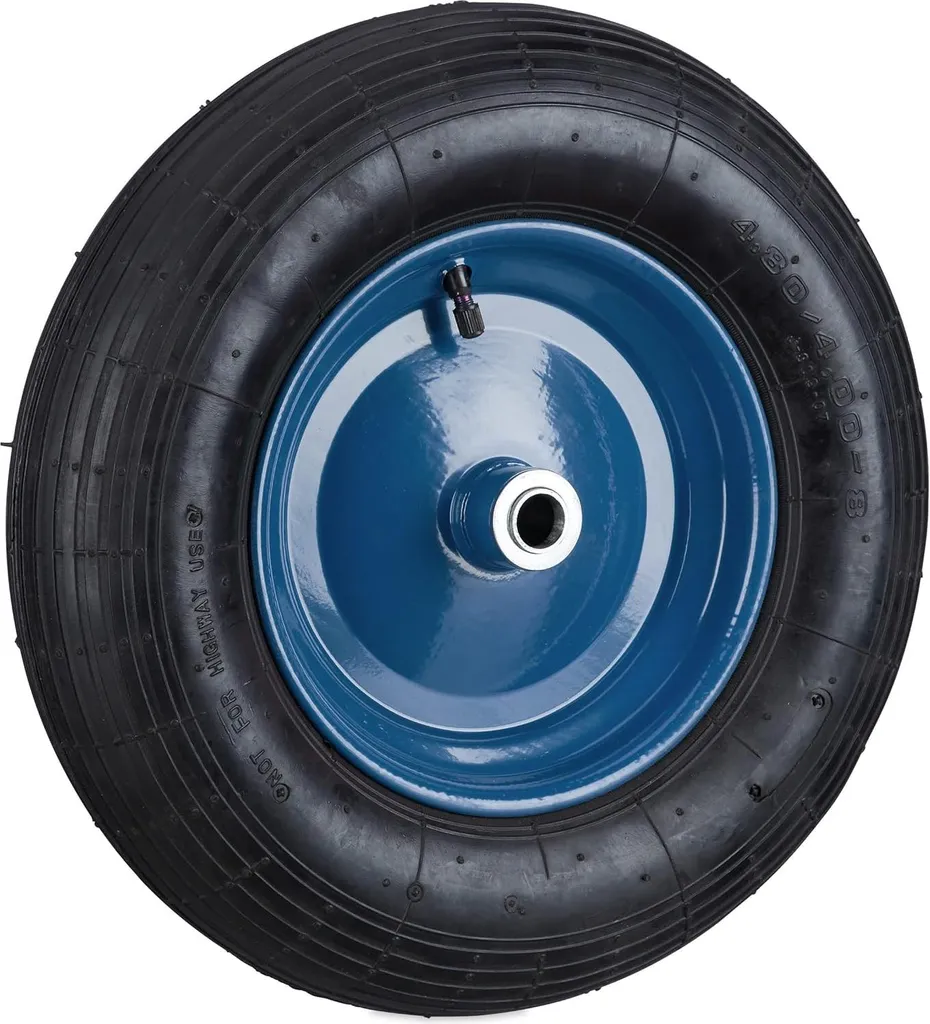 Relaxdays 2x Ruota Carriola 4.80 4.00-8 Antiforatura in Gomma Piena Rossa