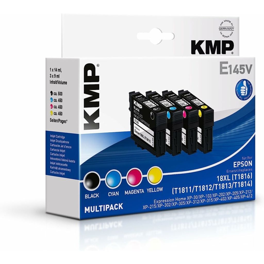 KMP E145V schwarz, cyan, magenta, gelb Druckerpatronen kompatibel zu EPSON 18 XL / T1816 XL, 4er-Set