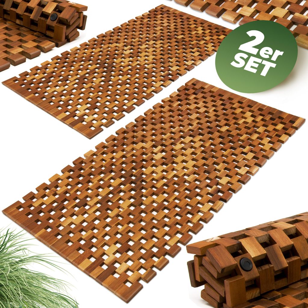 2x Tapis de salle de bain Tapis de sol antidérapant en bois Image du produit 