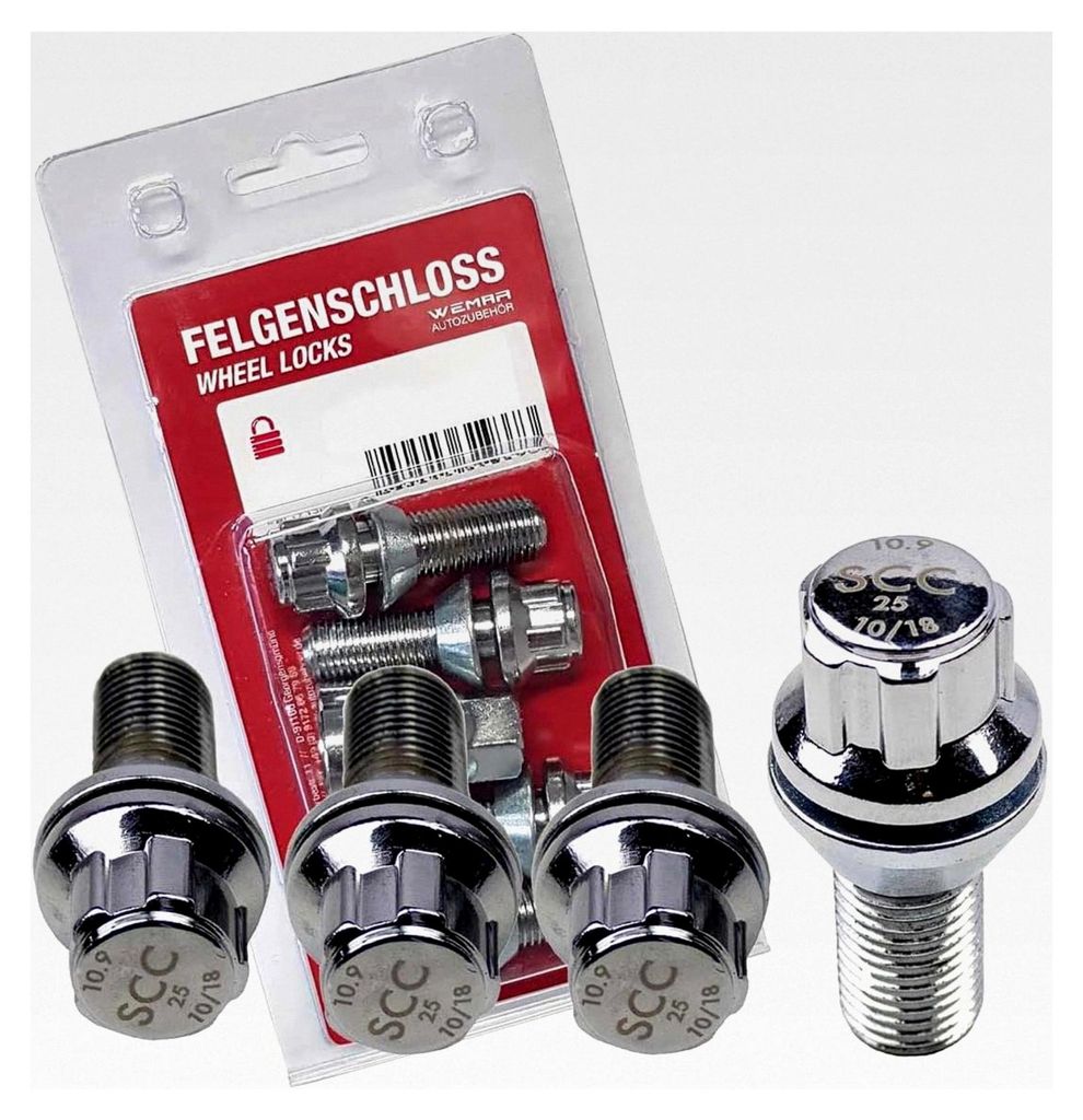Felgenschloss Typ B - M12x1,5-30 mm zweiteilig - L: SW 17 - Kegel 60°