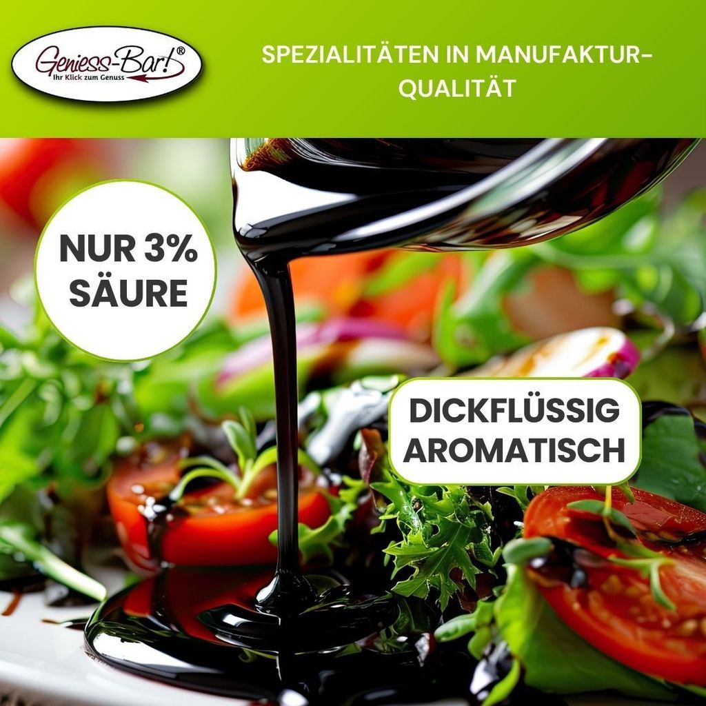Balsamico Creme Dattel 0,5L 3% Säure Mit original Crema di Aceto Balsamico di Modena IGP.