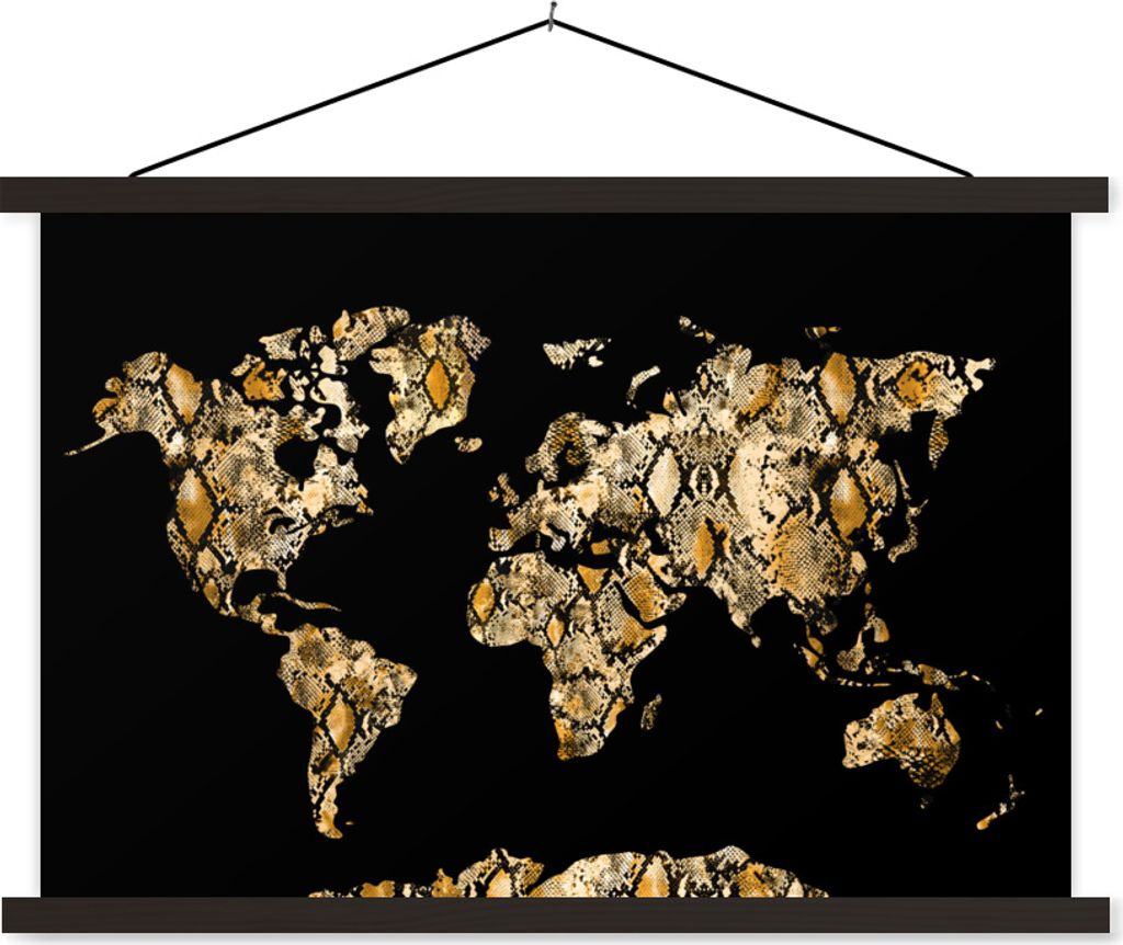 MuchoWow Textilposter Karte - Luxus - Schlange 150x100 cm mit schwarzem Rahmen - Schlafzimmer