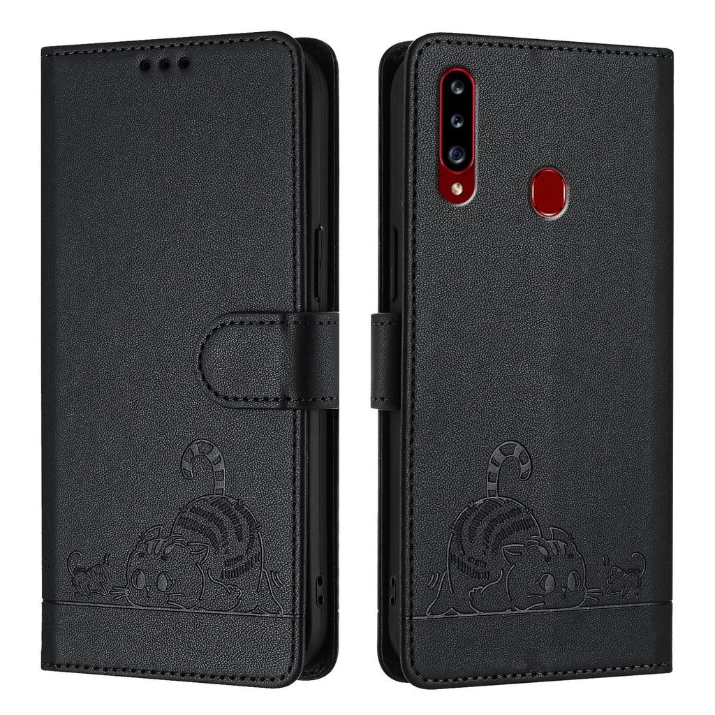 Kožené pouzdro pro Samsung Galaxy A20S, sladká kočka Flip Obrázek produktu 