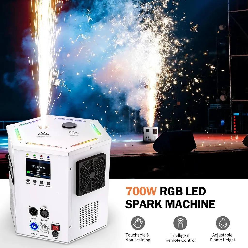 Machine à étincelles froides 700W DMX - Effet scène hauteur 5m Pro