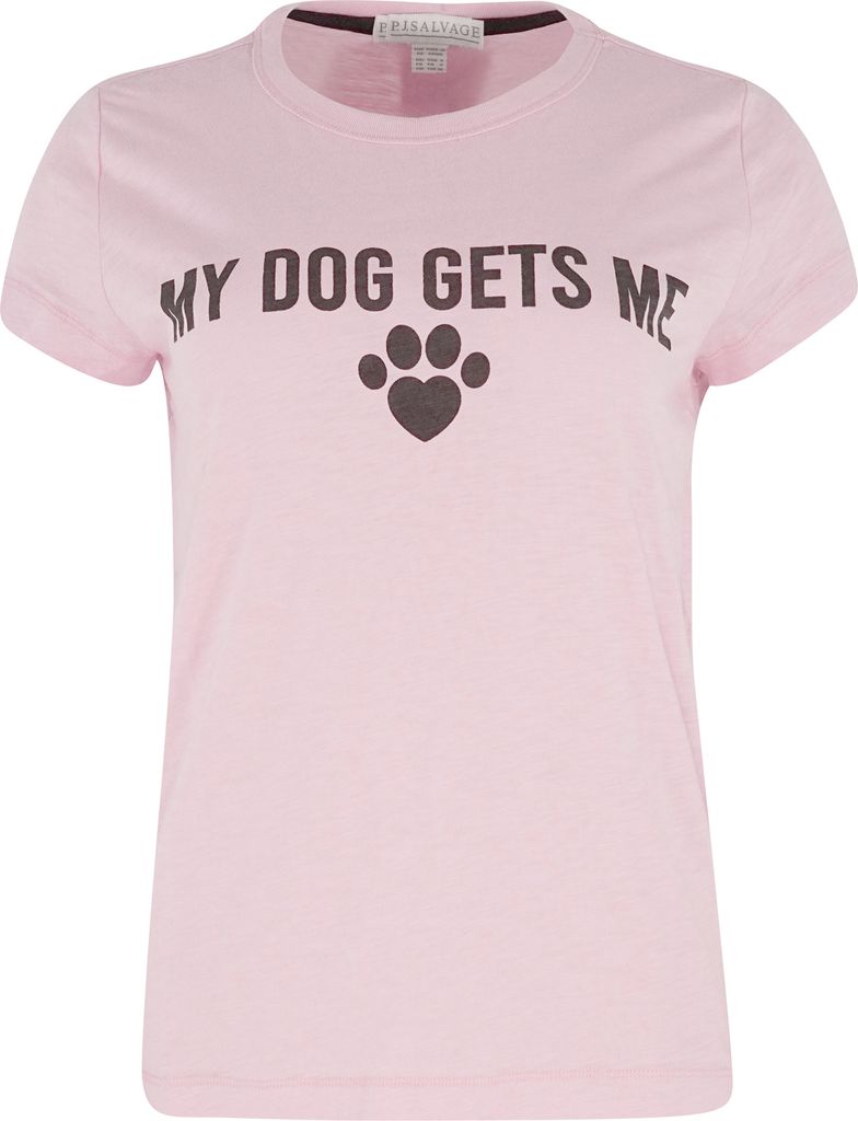 PJ Salvage schlaf-oberteil pyjama-oberteil top pyjama My Dog Gets Me rose S (Damen)