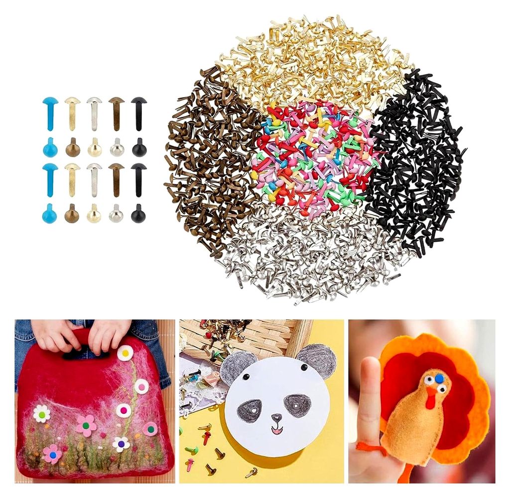 500 Stück Papierklammern, Bastelnadeln, Stecknadeln, Nieten, Bastelbedarf für Scrapbooking