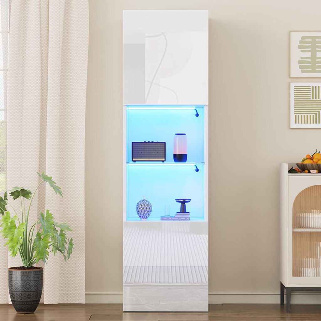Sweiko Vitrine  mit LED-Beleuchtung,freistehende Vitrine, Produktbild 