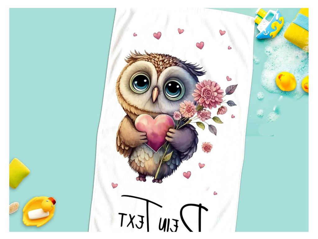 Handtuch Badetuch mit Namen personalisiert Eule Duschtuch als Geschenk für Paare - kuschelig weich - 100x50cm