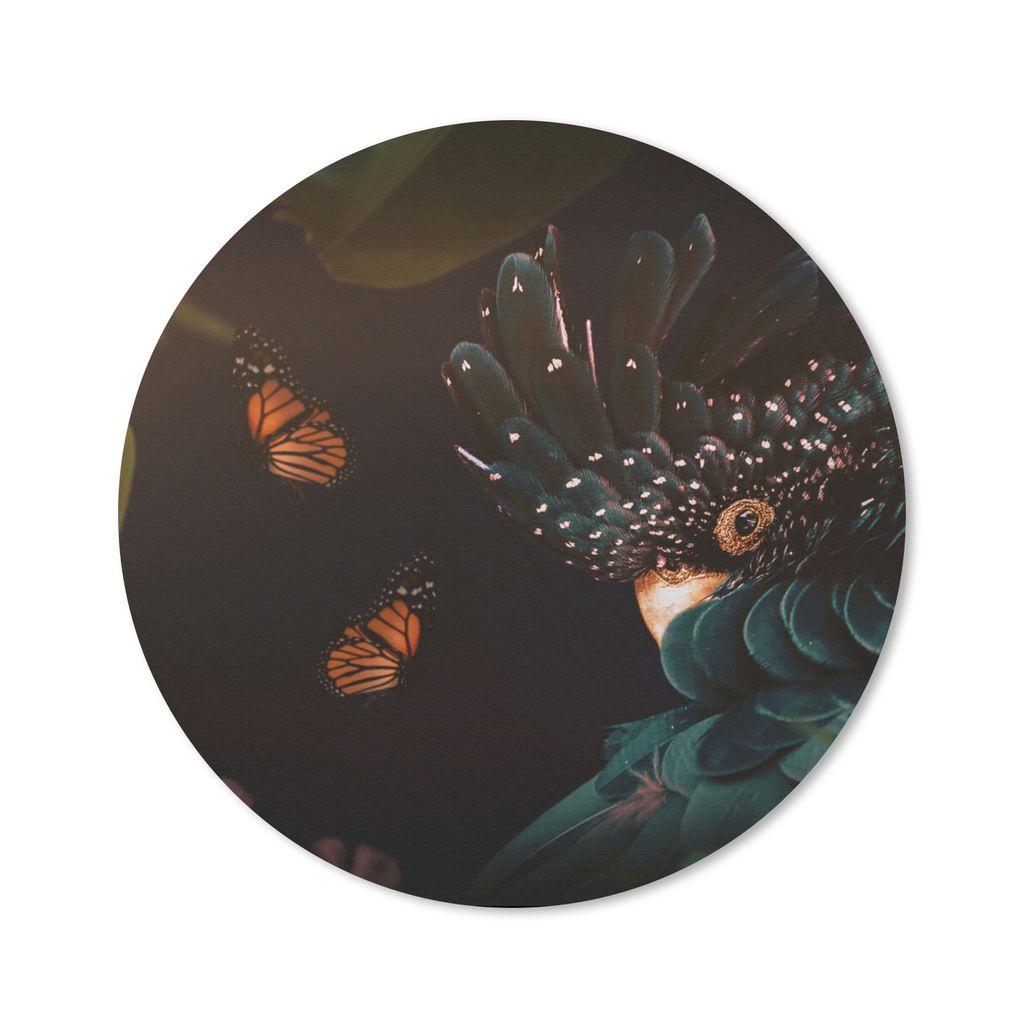 MuchoWow Mauspad Mousepad Schmetterlinge - Pflanzen - Dschungel 40x40 cm - Mousepads - Maus Mat - Pad - Mausunterlage - Schreibtisch Accessoires