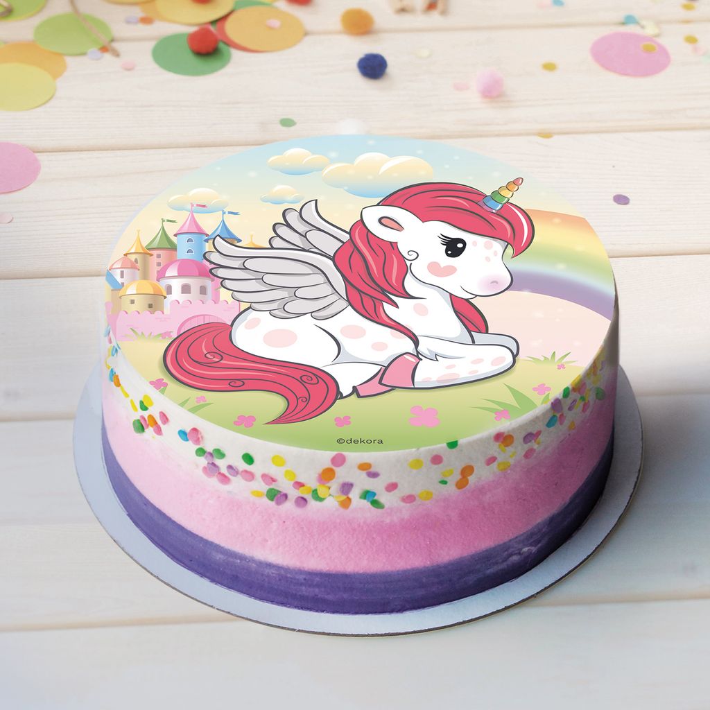 Essbare Waffelscheibe Für Torten – Einhorn-Motiv, 20 Cm Durchmesser, Glutenfrei