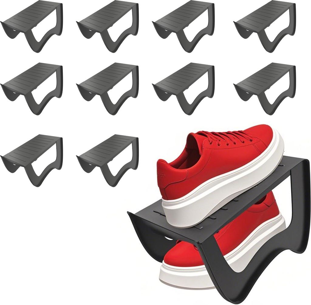 LZQ Schuhorganizer 10 Stück – Platzsparende & rutschfeste Schuhhalter aus hochwertigem PP, Schuhaufbewahrung für Schrank & Flur, Grau