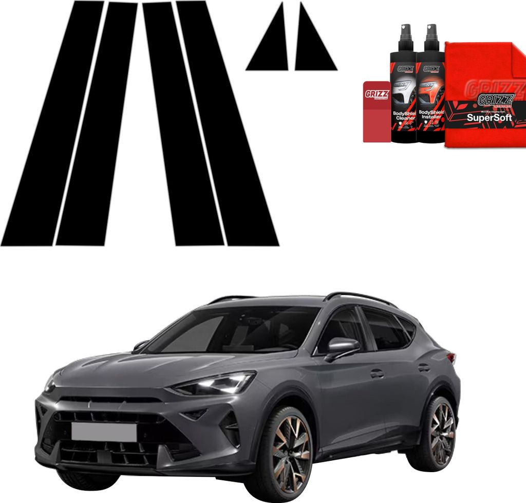 6in1 Schwarze Grizz Protector schutzfolie für B-Säule - Cupra Formentor Facelift (2024-2025)