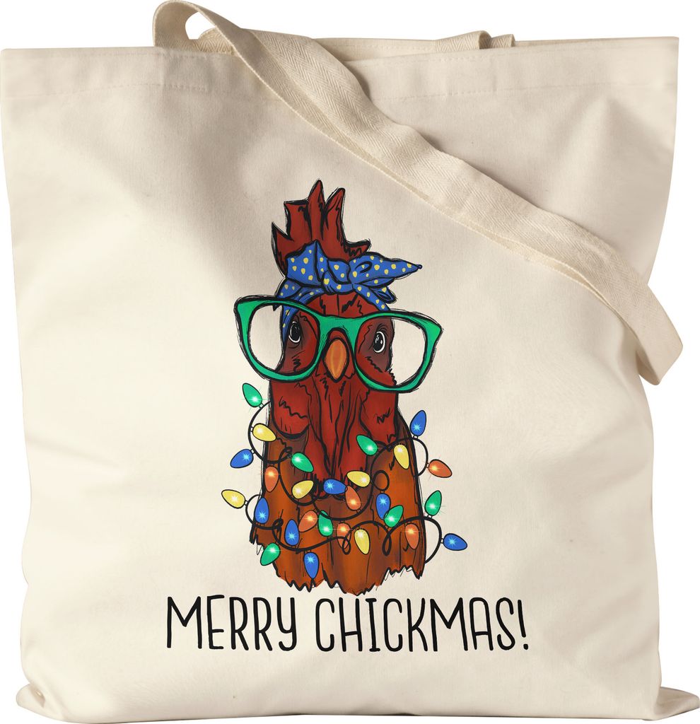 Merry Chickmas Jutebeutel Stoffbeutel Truthahn Weihnachtsdekoration Lichterketten Merry Christmas Frohes Weihnachten