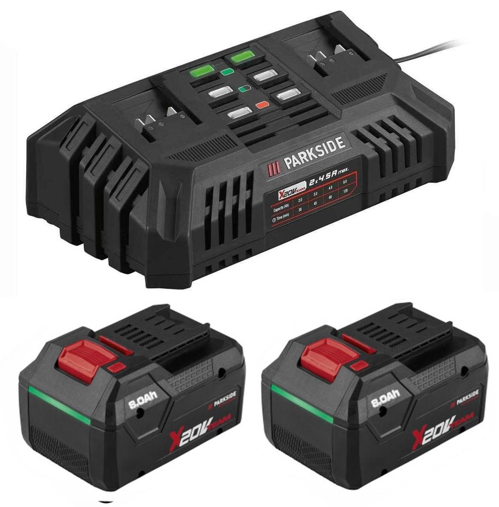 PARKSIDE Doppel Ladegerät PDSLG 20  mit 2 x Akku 8.0 Ah Produktbild 