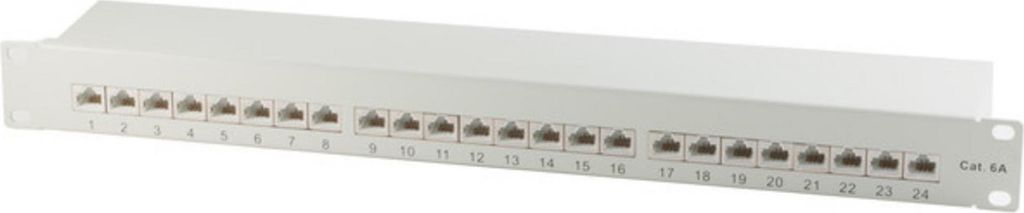 Patchpanel Patchfeld Cat.6A, 24-Port lichtgrau