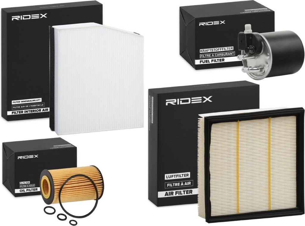 RIDEX Filterset Inspektionspaket Filtersatz passend für MERCEDES-BENZ B-Klasse (W246, W242) A-Klasse (W176) CLA Coupe (C117) GLA (X156) für INFINITI