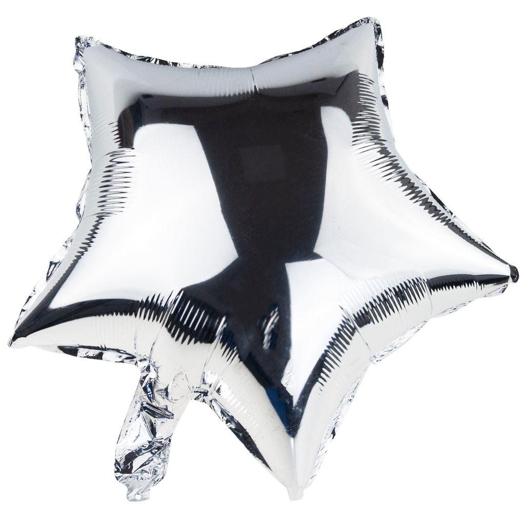 Suki Folienballon Stern Silber - 43 Cm, Für Helium Oder Luft, Selbstverschließendes Ventil