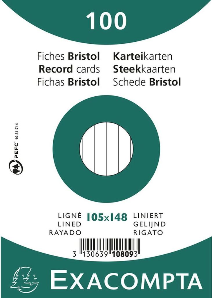 EXACOMPTA Karteikarten DIN A6 liniert weiß 100 Karteikarten Produktbild 