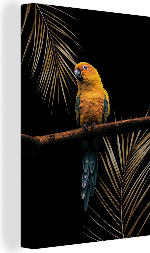 OneMillionCanvasses - Leinwandbilder - 90x140 cm, Bunt - Papagei - Orange, Wandbilder Kunstdruck Wanddekoration - Wandschmucke - Schlafzimmer