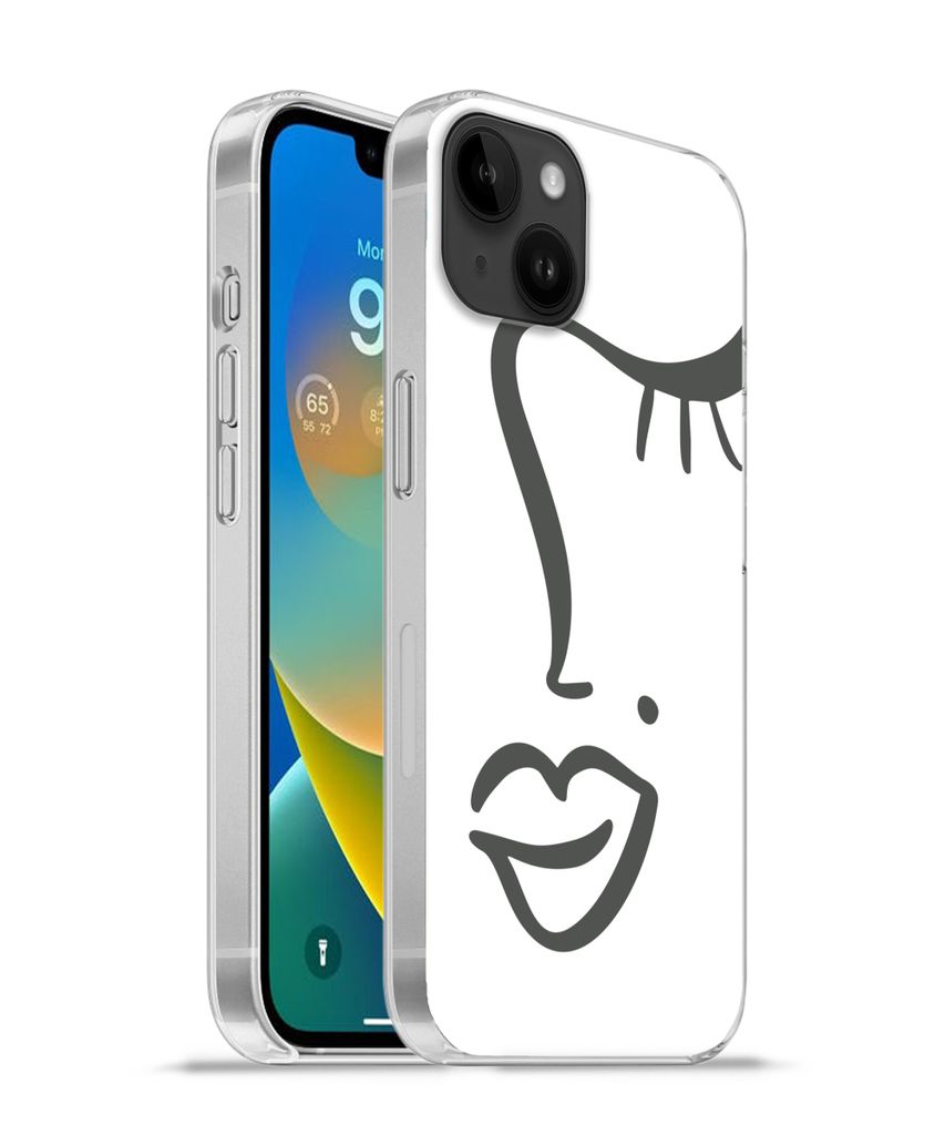 MuchoWow Handyhülle Schutzhülle Hülle für Apple iPhone 14 Plus - Soft case Frau - Schwarz - Weiß - Abstrakt Silikon Softcase Handy Hülle - ...