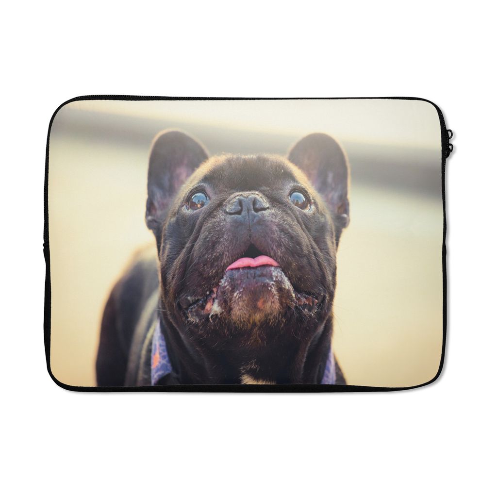 MuchoWow Laptop Hülle 13 Zoll Französische Bulldogge - Schwarz - Sonne Laptoptasche - Laptophülle - Sleeve - Rundumschutz