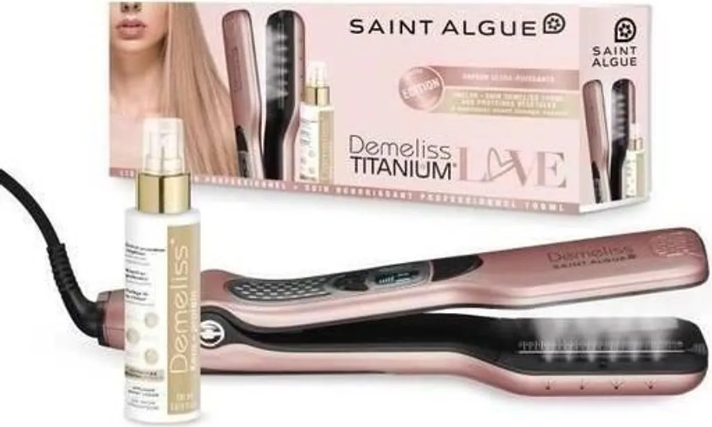 Lisseur Professionnel Vapeur Demeliss TITAN Gold Pink et Soin à la Kératine