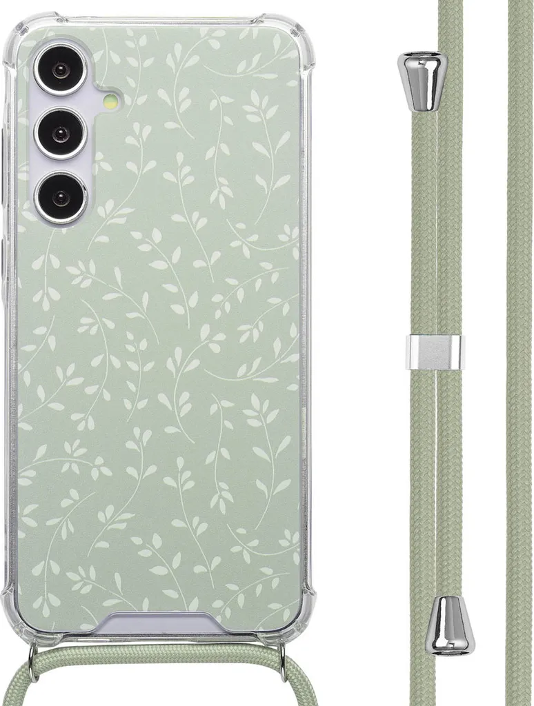 Custodia di design imoshion con cinturino Samsung Galaxy A55 - Smoke Green Flowers