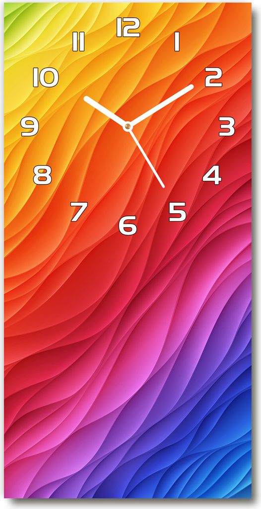 Wanduhr aus Glas – 30x60 cm - Glasbild - Glasuhr - Gehärtetes Glas -Bunte Wellen