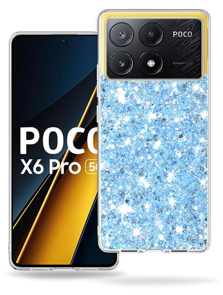 Techsuit Sparkly Glitter Back Cover Hülle für Xiaomi Poco X6 Pro - Blau