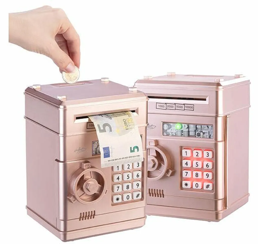 Tirelire électronique coffre-fort enfant coloris rose pour économies